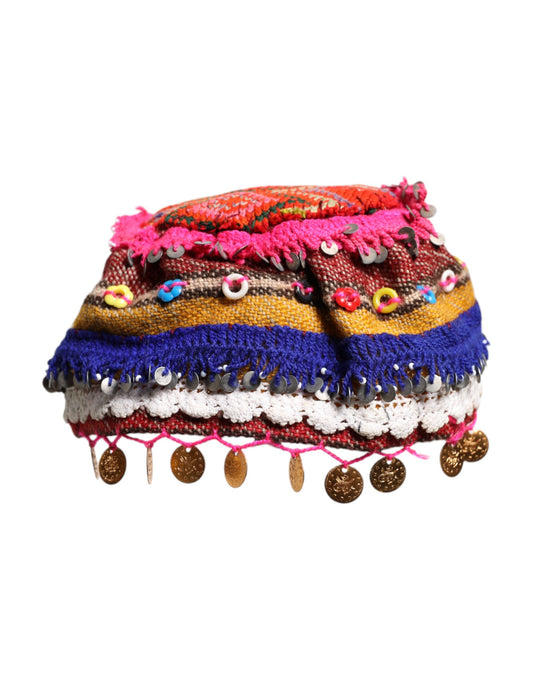 Dolce &amp; Gabbana Multicolor Floral Sequin Knitted Embellished Hat