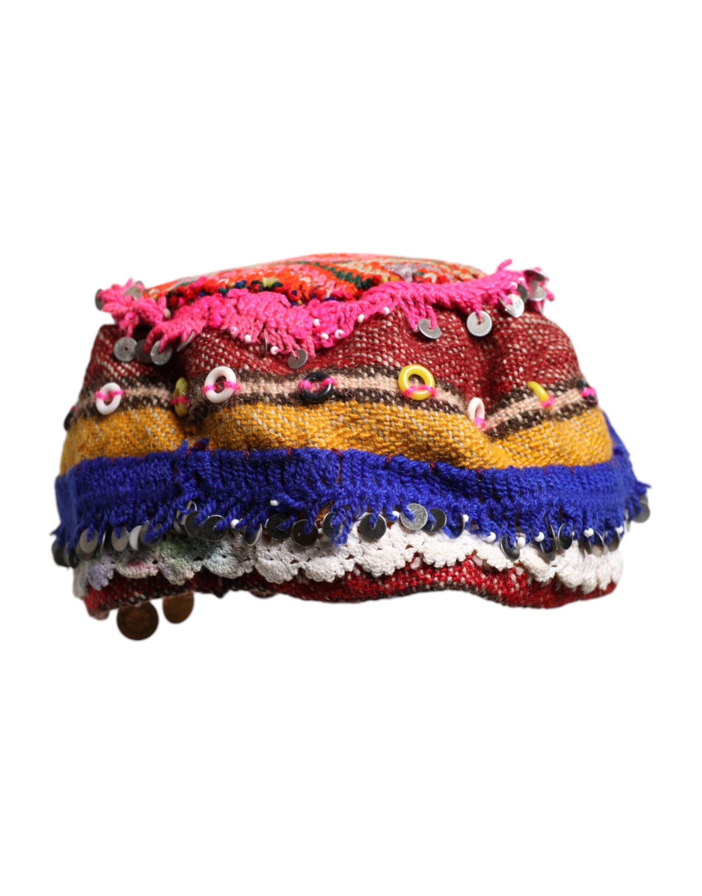 Dolce &amp; Gabbana Multicolor Floral Sequin Knitted Embellished Hat