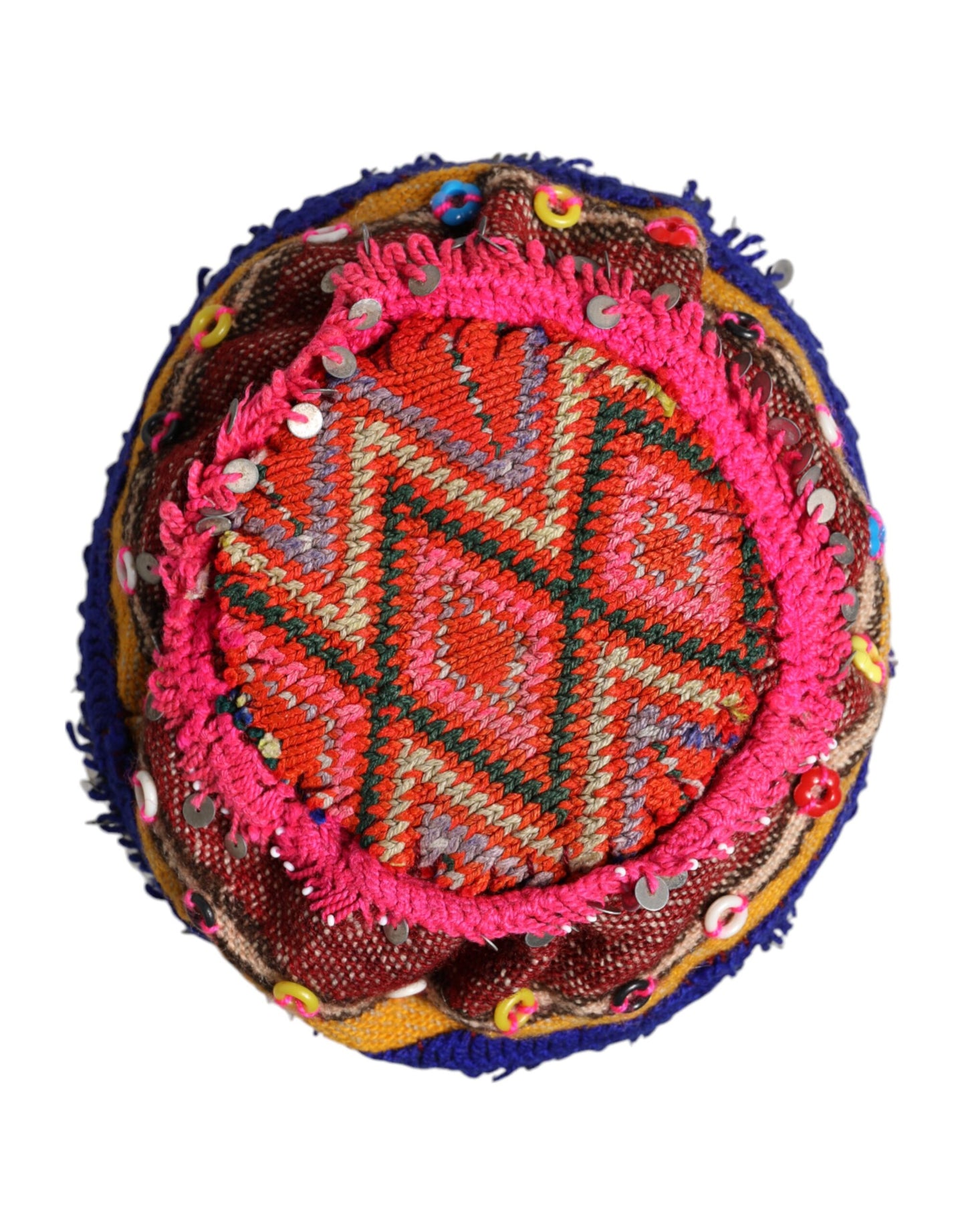 Dolce &amp; Gabbana Multicolor Floral Sequin Knitted Embellished Hat