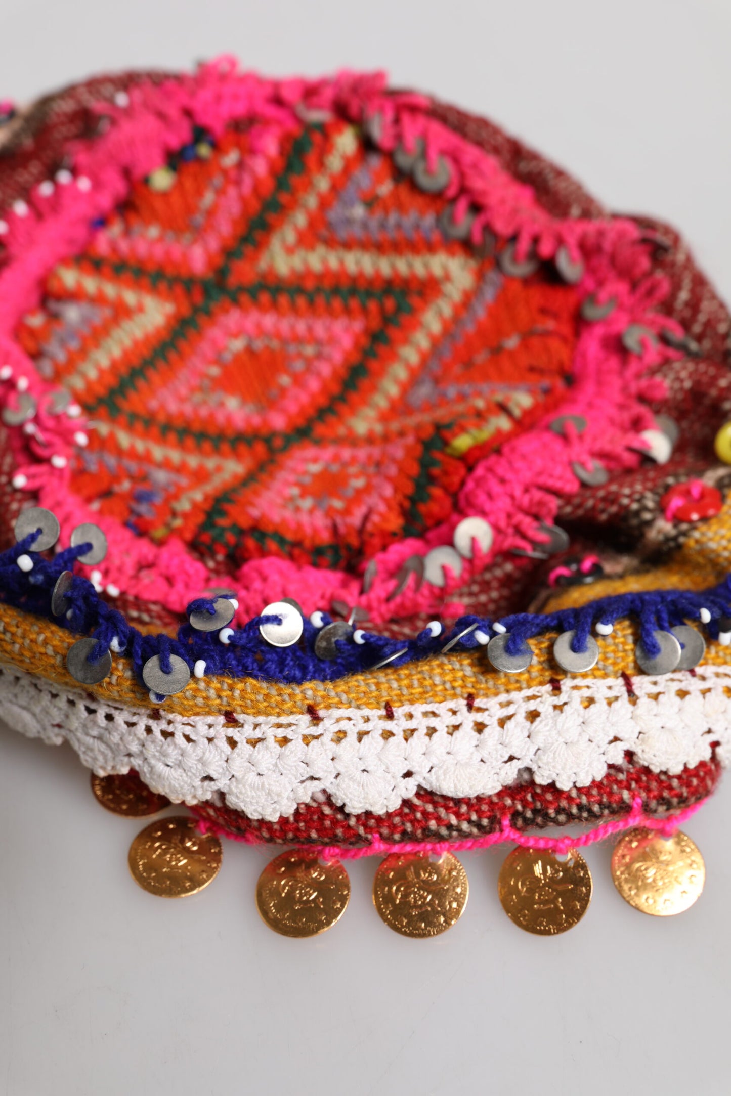 Dolce &amp; Gabbana Multicolor Floral Sequin Knitted Embellished Hat
