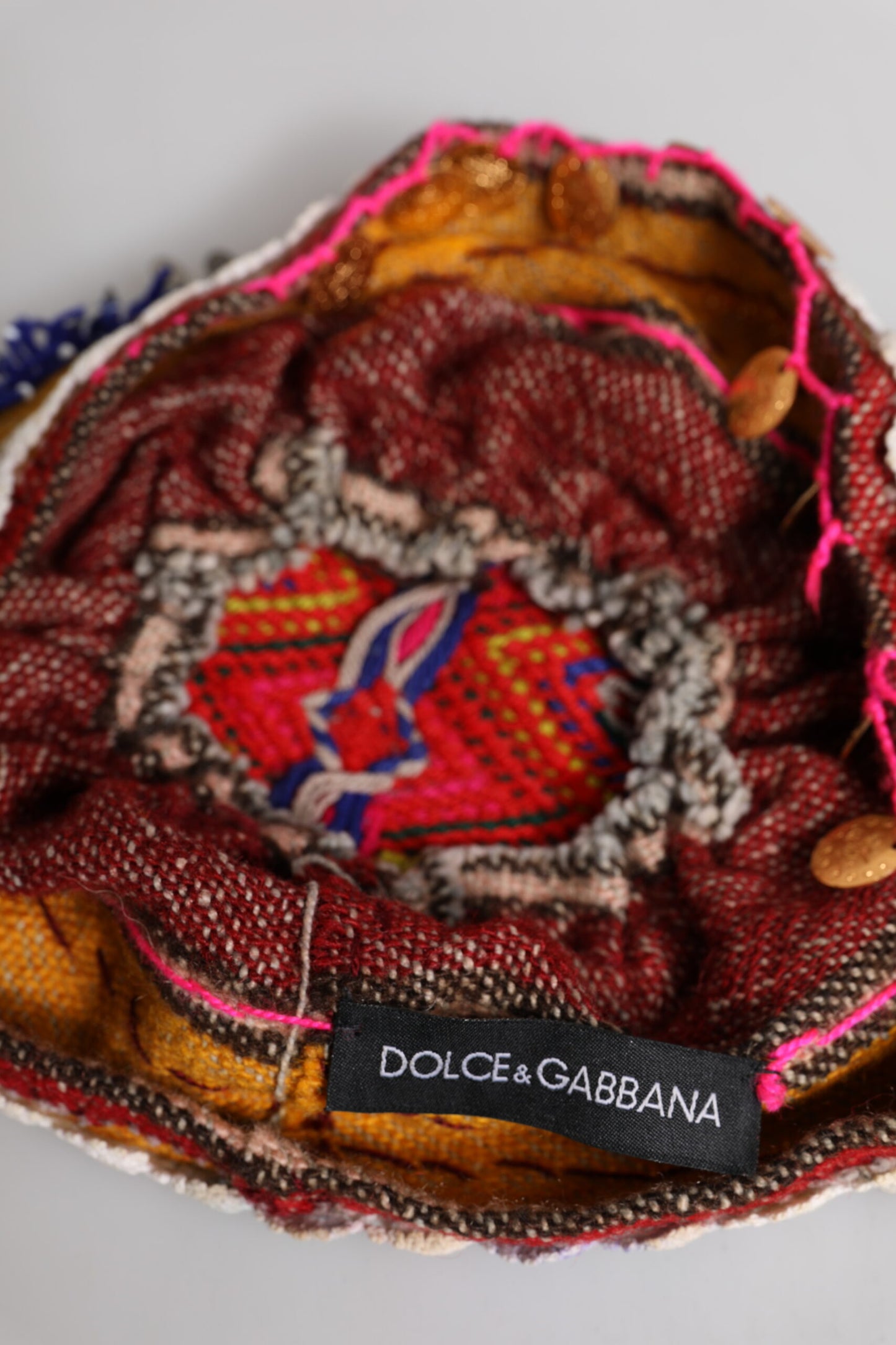 Dolce &amp; Gabbana Multicolor Floral Sequin Knitted Embellished Hat