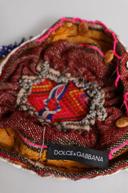 Dolce &amp; Gabbana Multicolor Floral Sequin Knitted Embellished Hat