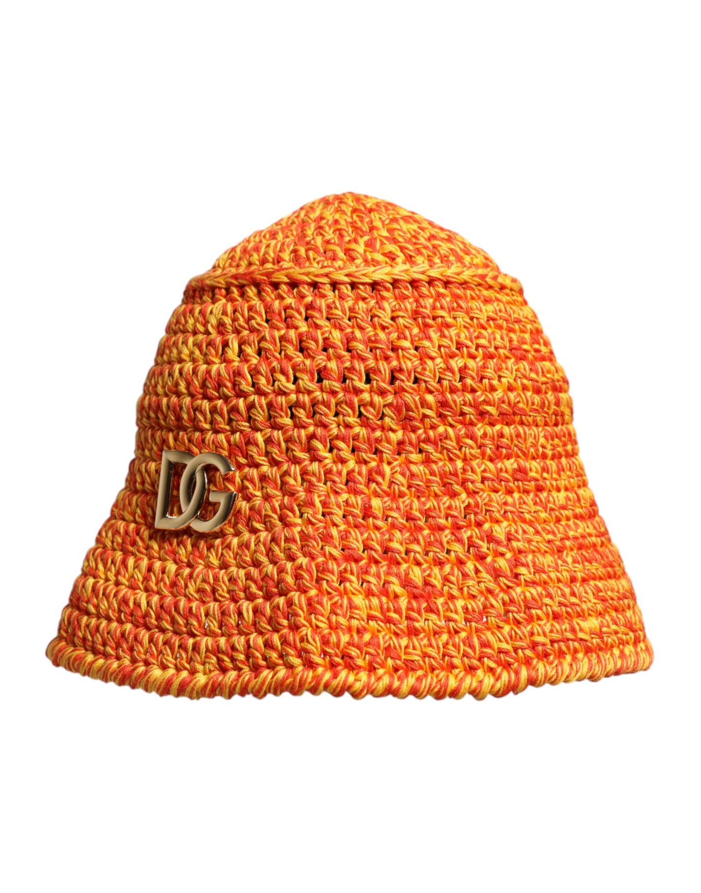 Dolce &amp; Gabbana Orange Cotton Crochet DG Logo Bucket Hat