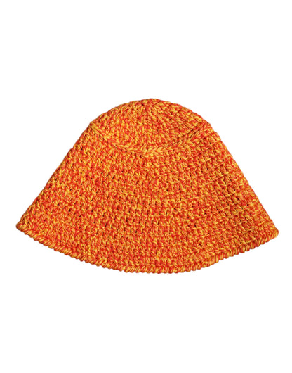 Dolce &amp; Gabbana Orange Cotton Crochet DG Logo Bucket Hat