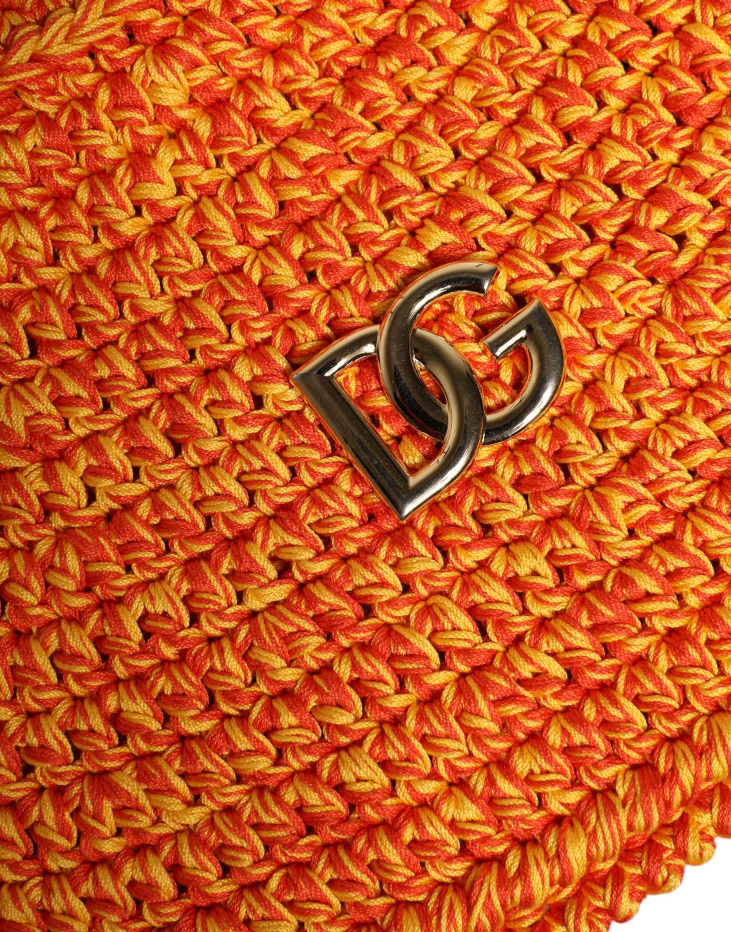 Dolce &amp; Gabbana Orange Cotton Crochet DG Logo Bucket Hat