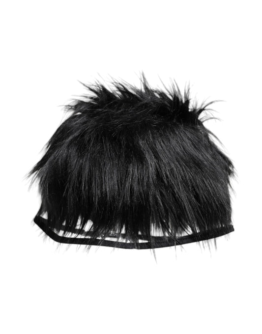 Dolce &amp; Gabbana Black Faux Fur Bucket Hat
