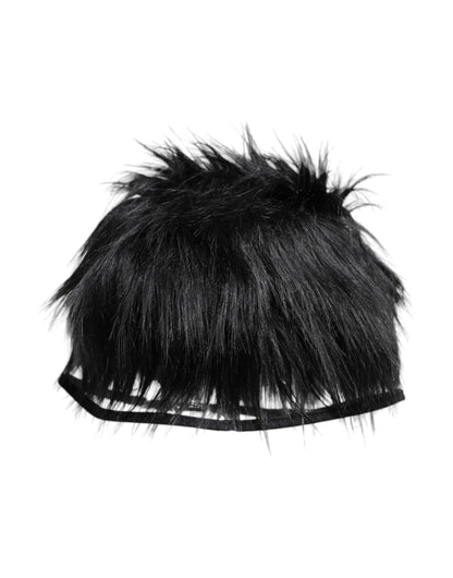 Dolce &amp; Gabbana Black Faux Fur Bucket Hat