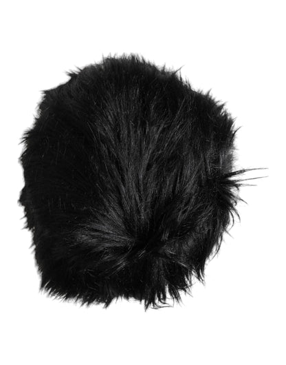 Dolce &amp; Gabbana Black Faux Fur Bucket Hat