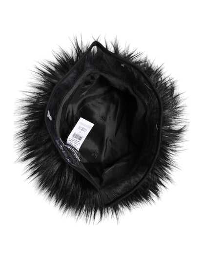 Dolce &amp; Gabbana Black Faux Fur Bucket Hat
