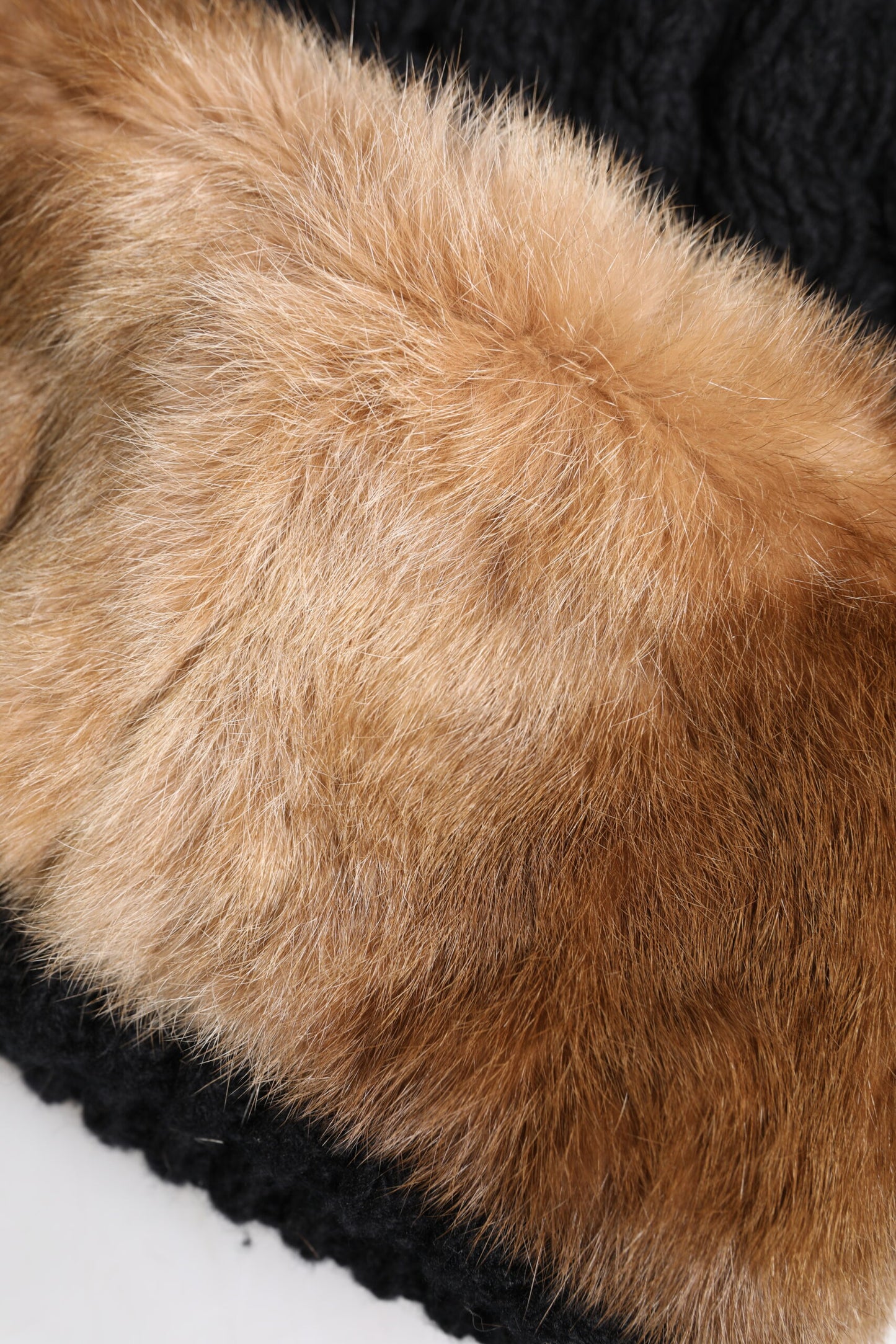 Dolce &amp; Gabbana Black Brown Dyed Rabbit Real Fur Winter Beanie Hat