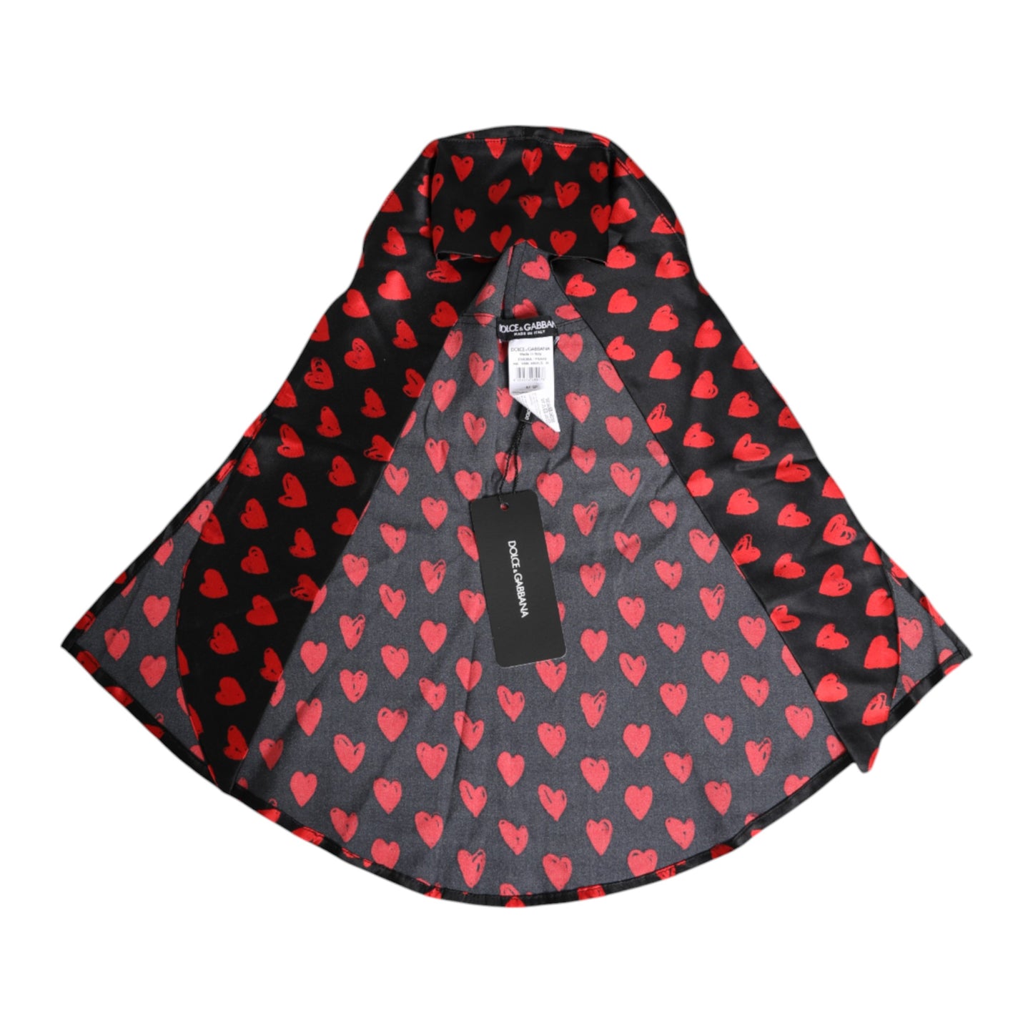 Dolce &amp; Gabbana Black Red Hearts Polyester Hat