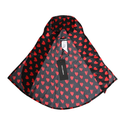Dolce &amp; Gabbana Black Red Hearts Polyester Hat