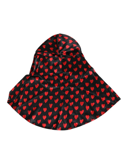 Dolce &amp; Gabbana Black Red Hearts Polyester Hat