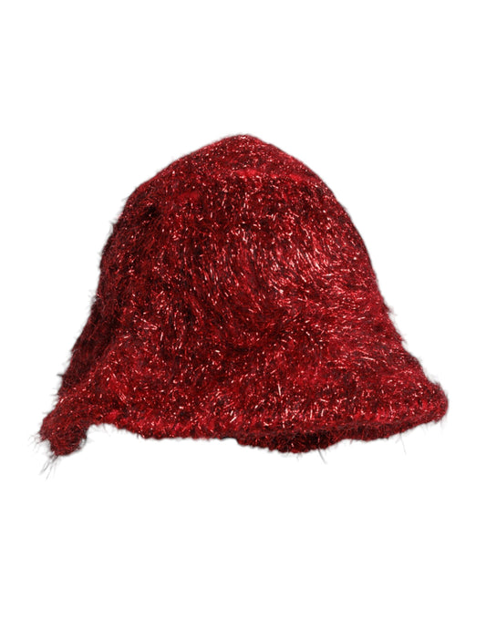 Dolce &amp; Gabbana Red Viscose Tinsel Wide Brim Bucket Hat