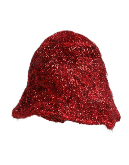 Dolce &amp; Gabbana Red Viscose Tinsel Wide Brim Bucket Hat