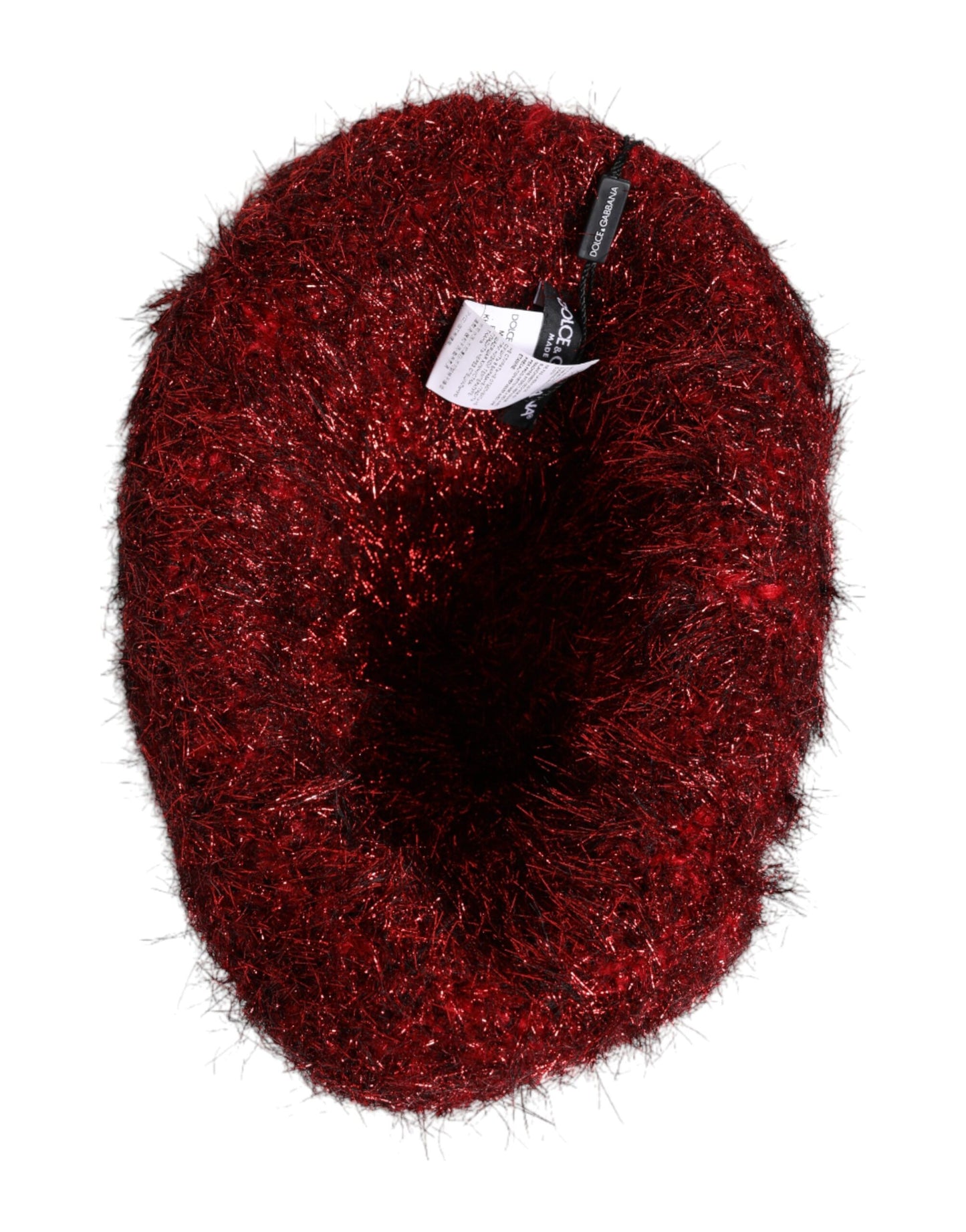 Dolce &amp; Gabbana Red Viscose Tinsel Wide Brim Bucket Hat