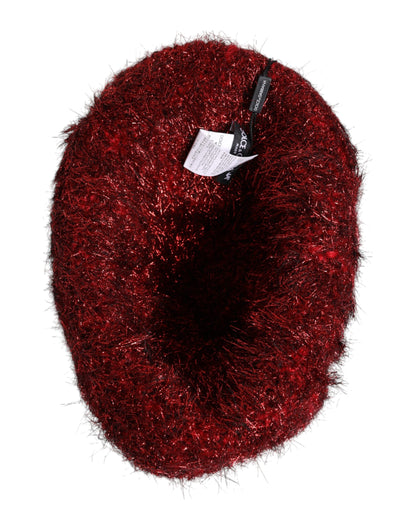 Dolce &amp; Gabbana Red Viscose Tinsel Wide Brim Bucket Hat