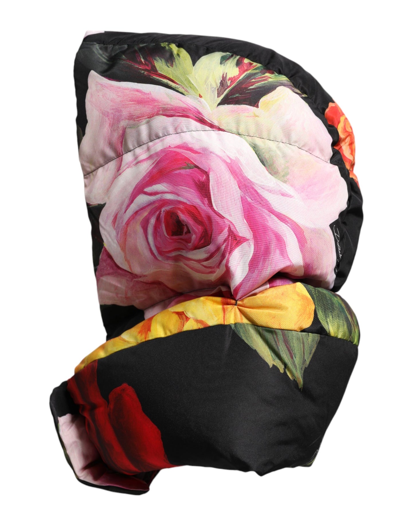 Dolce &amp; Gabbana Black Floral Print Whole Head Wrap Hat