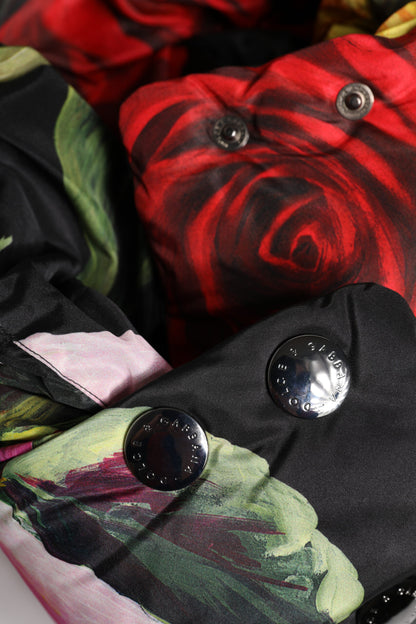 Dolce &amp; Gabbana Black Floral Print Whole Head Wrap Hat