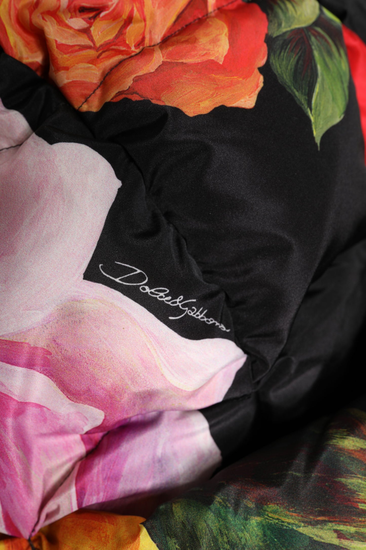 Dolce &amp; Gabbana Black Floral Print Whole Head Wrap Hat