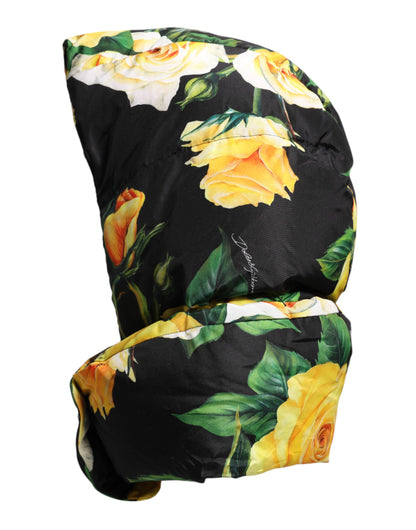Dolce &amp; Gabbana Black Floral Print Whole Head Wrap Hat