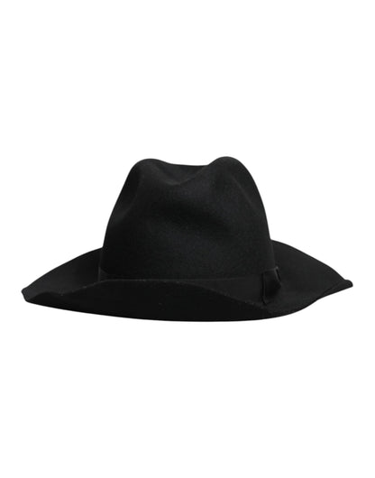 Dolce &amp; Gabbana Black Wide Brim Trilby Fedora Hat