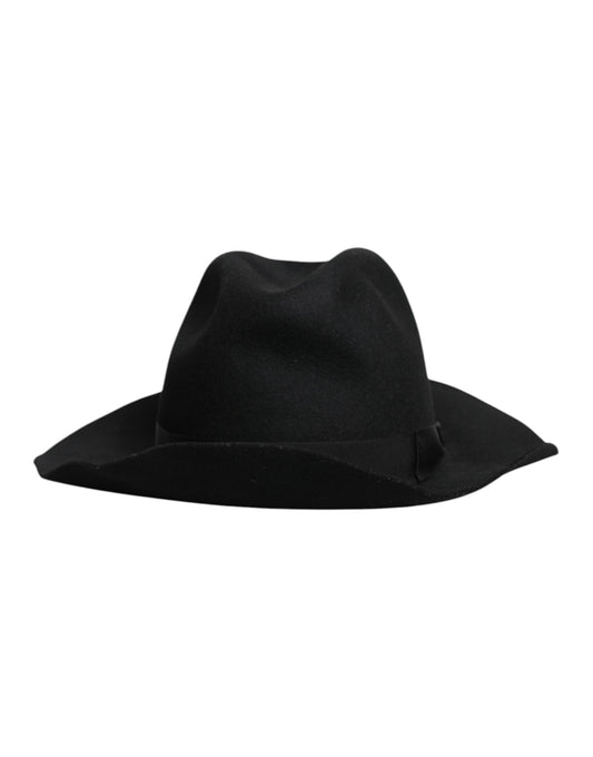 Dolce &amp; Gabbana Black Wide Brim Trilby Fedora Hat