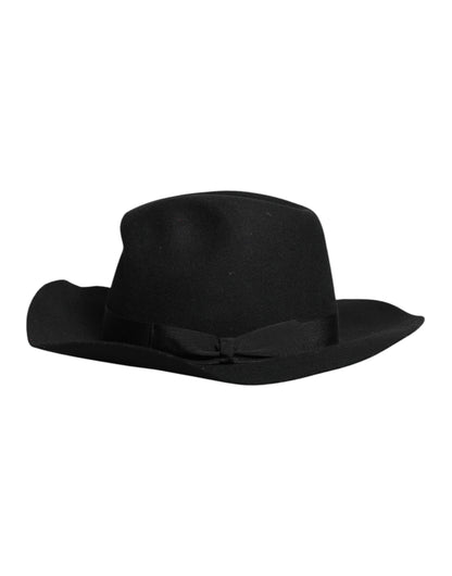 Dolce &amp; Gabbana Black Wide Brim Trilby Fedora Hat