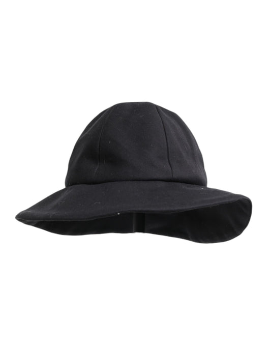 Dolce &amp; Gabbana Black Cotton Wide Brim Bucket Hat