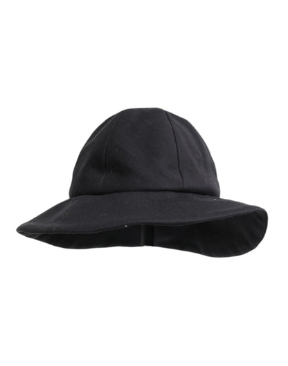 Dolce &amp; Gabbana Black Cotton Wide Brim Bucket Hat