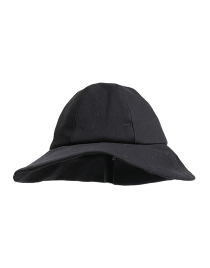 Dolce &amp; Gabbana Black Cotton Wide Brim Bucket Hat