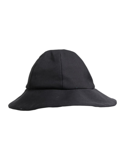 Dolce &amp; Gabbana Black Cotton Wide Brim Bucket Hat