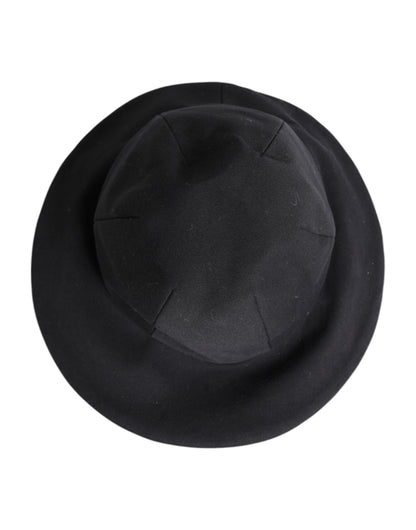 Dolce &amp; Gabbana Black Cotton Wide Brim Bucket Hat