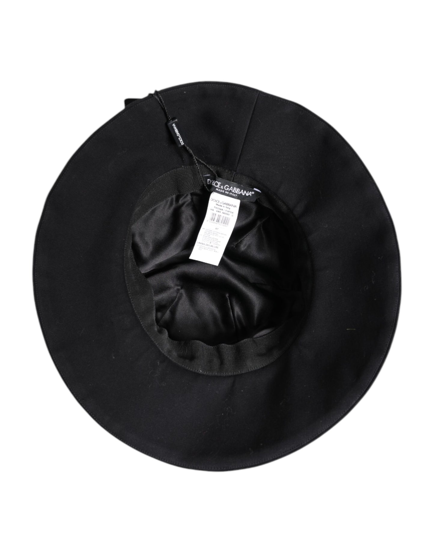 Dolce &amp; Gabbana Black Cotton Wide Brim Bucket Hat