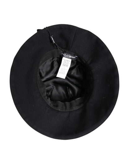 Dolce &amp; Gabbana Black Cotton Wide Brim Bucket Hat