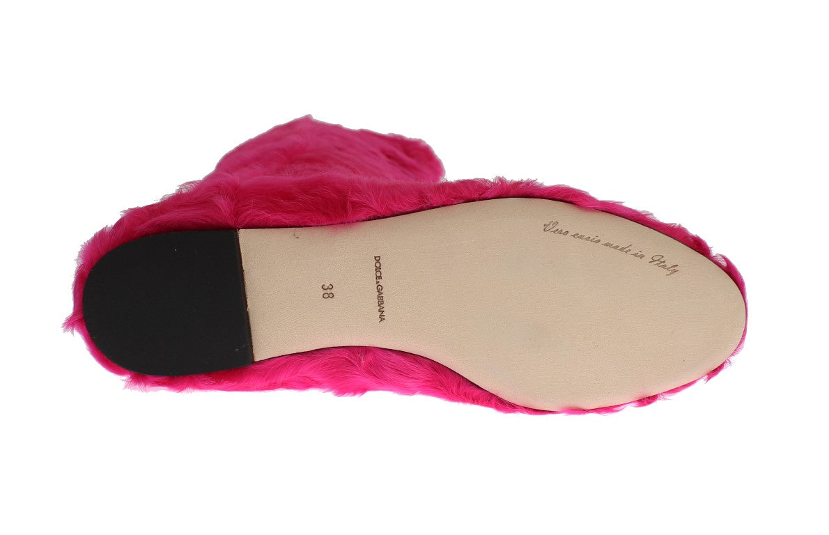 Bottes élégantes en fourrure d'agneau rose Dolce &amp; Gabbana
