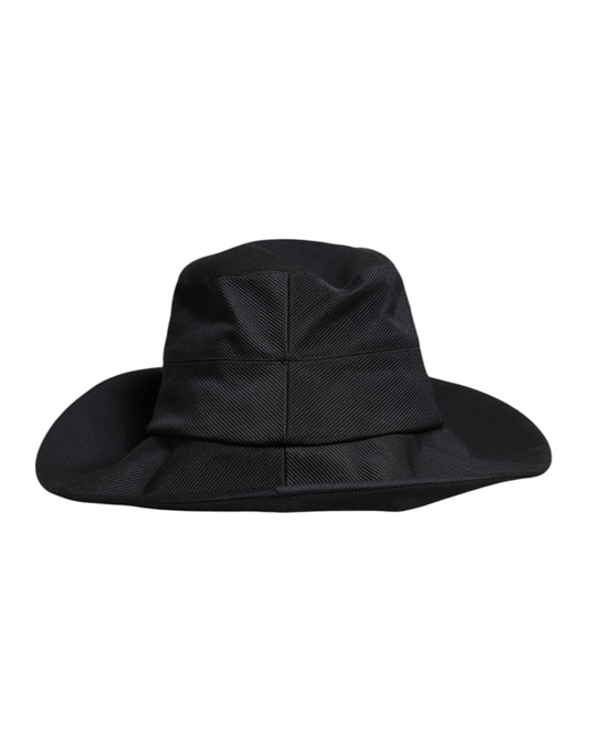 Dolce &amp; Gabbana Black Cotton Wide Brim Fedora Hat