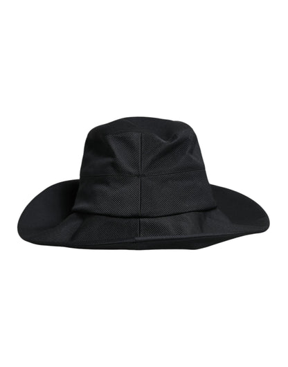 Dolce &amp; Gabbana Black Cotton Wide Brim Fedora Hat