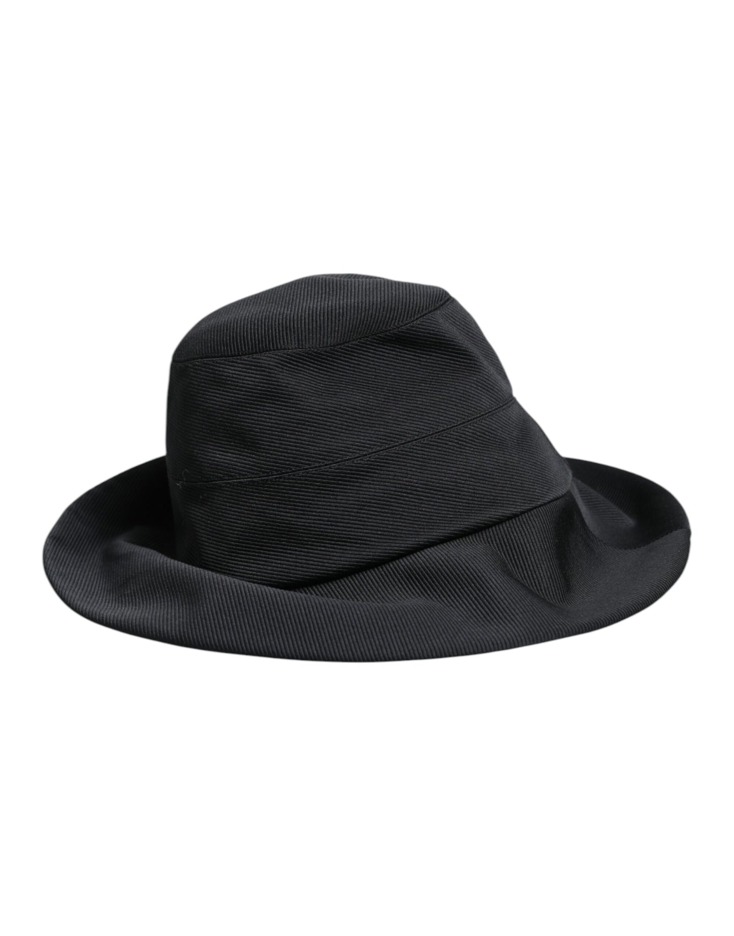 Dolce &amp; Gabbana Black Cotton Wide Brim Fedora Hat