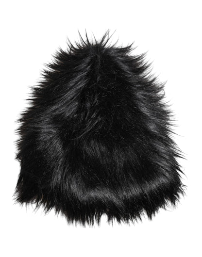 Dolce &amp; Gabbana Black Acrylic Fur Womens Bucket Hat