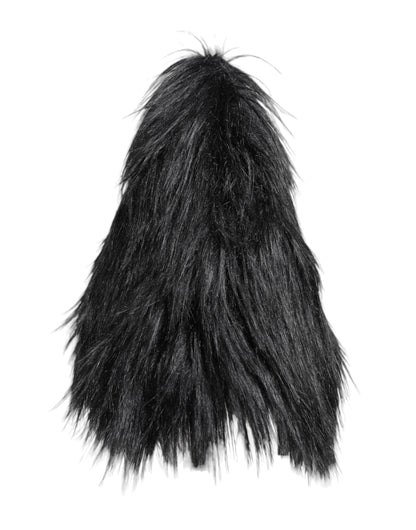 Dolce &amp; Gabbana Black Acrylic Fur Womens Bucket Hat