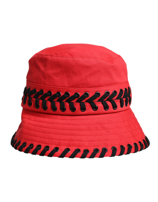 Dolce &amp; Gabbana Red Lace Polyester Wide Brim Bucket Hat