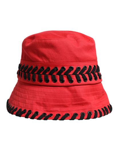 Dolce &amp; Gabbana Red Lace Polyester Wide Brim Bucket Hat