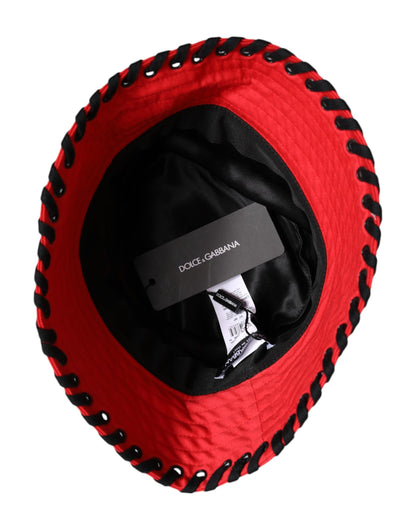 Dolce &amp; Gabbana Red Lace Polyester Wide Brim Bucket Hat