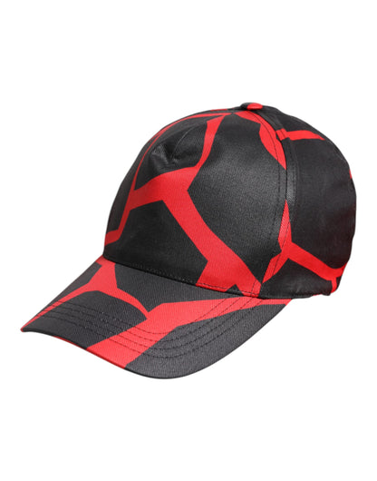 Dolce &amp; Gabbana Red Black Lace Tulle Cotton Baseball Cap