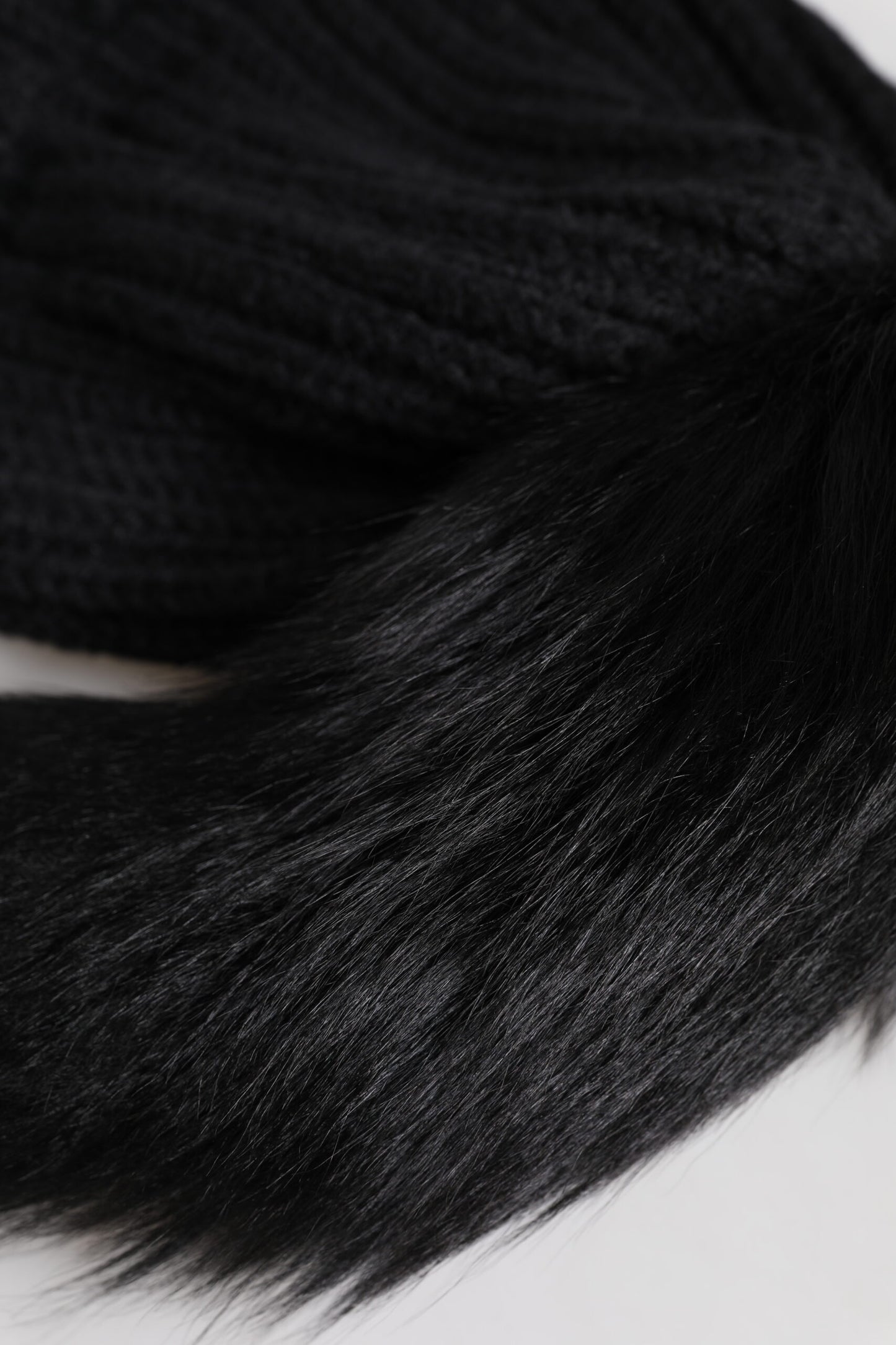 Dolce &amp; Gabbana Black Acrylic Knitted Fur Winter Beanie Hat