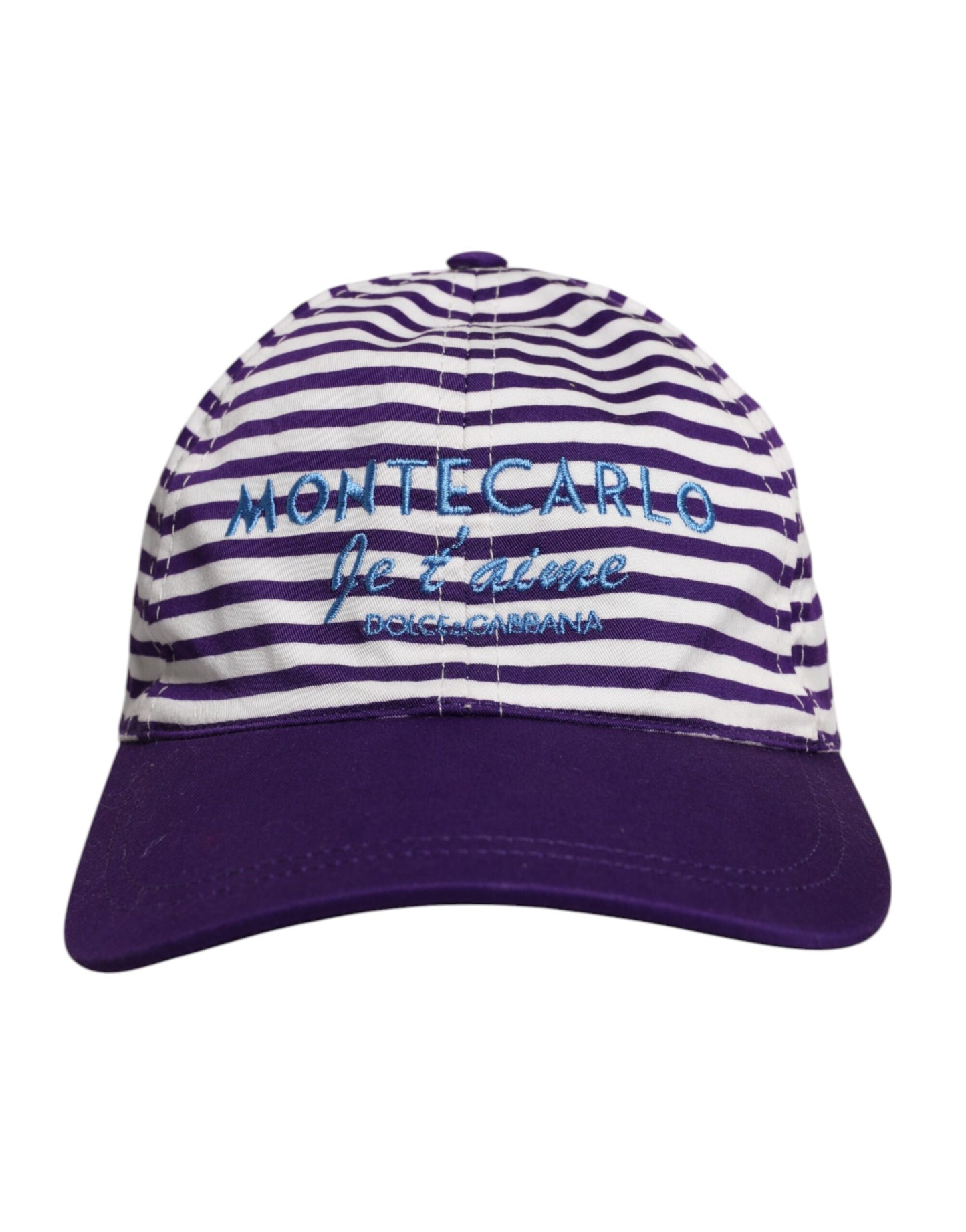Dolce &amp; Gabbana White Purple Stripe Cotton Women Baseball Cap