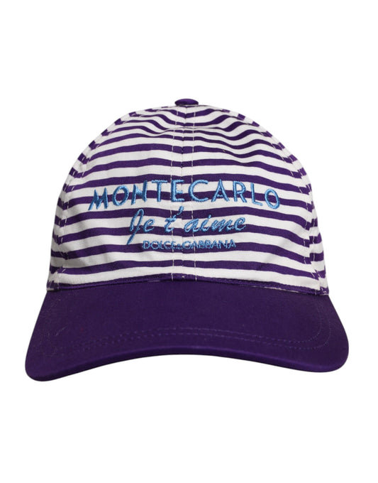 Dolce &amp; Gabbana White Purple Stripe Cotton Women Baseball Cap