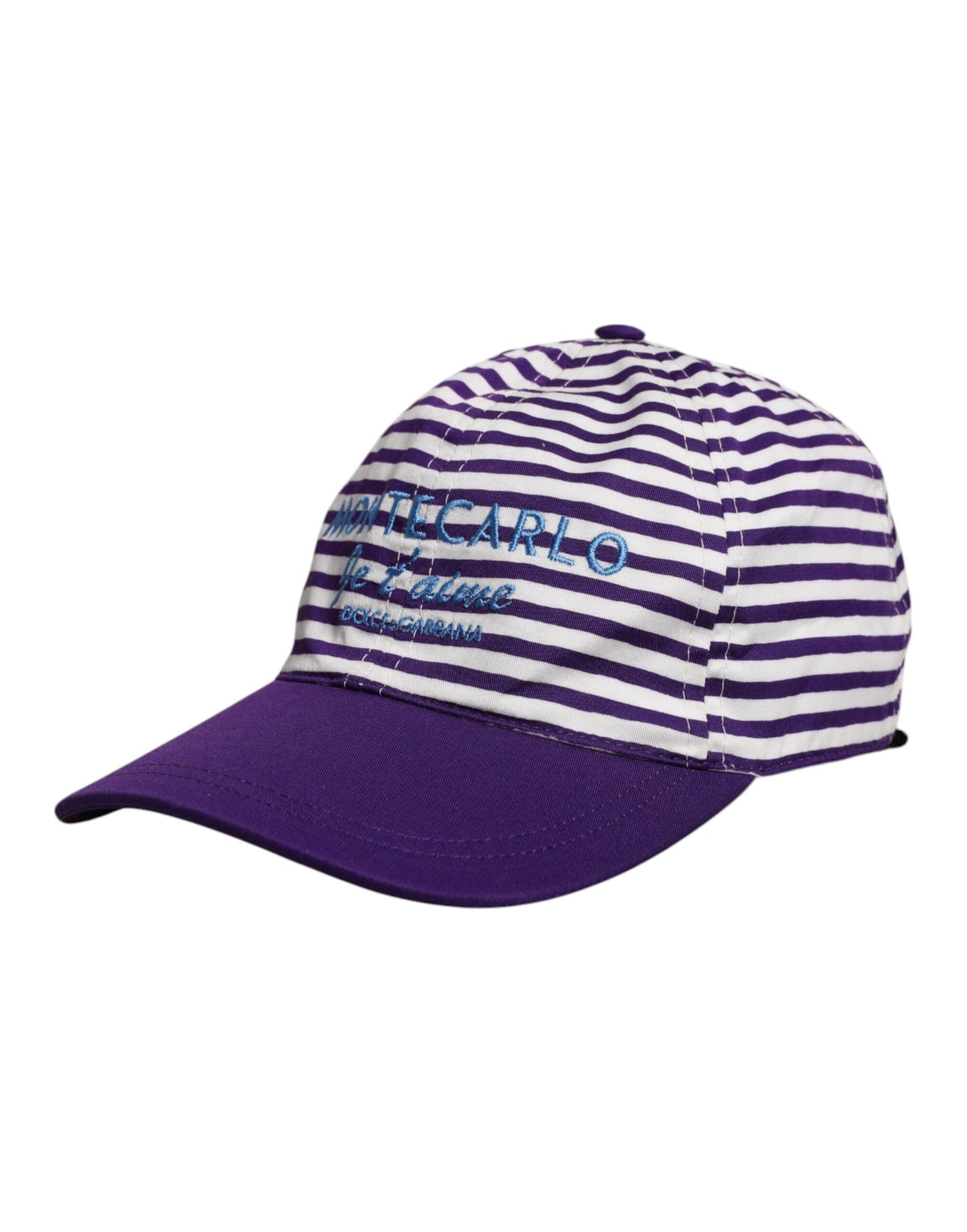 Dolce &amp; Gabbana White Purple Stripe Cotton Women Baseball Cap