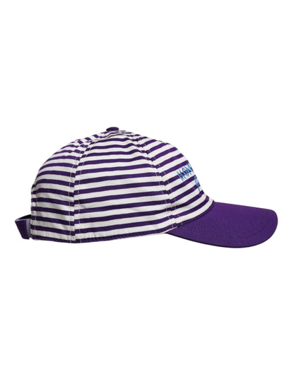 Dolce &amp; Gabbana White Purple Stripe Cotton Women Baseball Cap